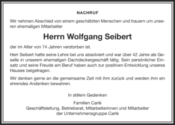 Traueranzeige von Wolfgang Seibert von Gießener Allgemeine, Alsfelder Allgemeine