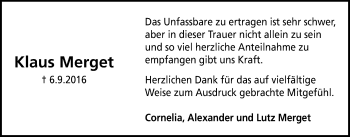 Traueranzeige von Klaus Merget von Licher Wochenblatt, Licher Wochenblatt, Licher Wochenblatt