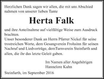Traueranzeige von Herta Falk von Wetterauer Zeitung, Wetterauer Zeitung