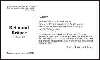 Traueranzeige von Reimund Bräuer von Gießener Allgemeine, Alsfelder Allgemeine