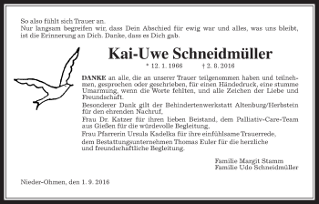 Traueranzeige von Kai-Uwe Schneidmüller von Mücker Stimme