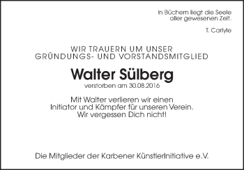Traueranzeige von Walter Sülberg von Wetterauer Zeitung, Wetterauer Zeitung