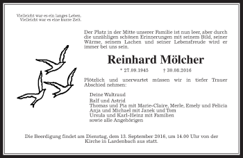 Traueranzeige von Reinhard Mölcher von Gießener Allgemeine, Alsfelder Allgemeine
