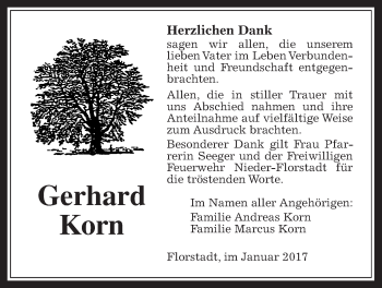 Traueranzeige von Gerhard Korn von Wetterauer Zeitung, Wetterauer Zeitung