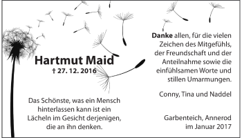 Traueranzeige von Hartmut Maid von Gießener Allgemeine, Alsfelder Allgemeine