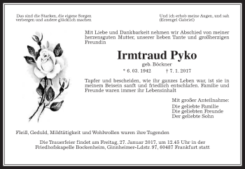 Traueranzeige von Irmtraud Pyko von Alsfelder Allgemeine