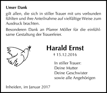 Traueranzeige von Harald Ernst von Licher Wochenblatt, Licher Wochenblatt, Licher Wochenblatt