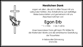 Traueranzeige von Egon Erb von Licher Wochenblatt, Licher Wochenblatt, Licher Wochenblatt