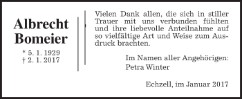 Traueranzeige von Albrecht Bomeier von Wetterauer Zeitung, Wetterauer Zeitung