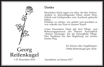 Traueranzeige von Georg Reifenkugel von Wetterauer Zeitung, Wetterauer Zeitung