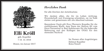 Traueranzeige von Elli Kröll von Wetterauer Zeitung, Wetterauer Zeitung