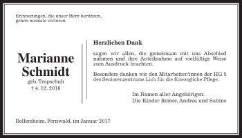 Traueranzeige von Marianne Schmidt von Gießener Allgemeine, Alsfelder Allgemeine