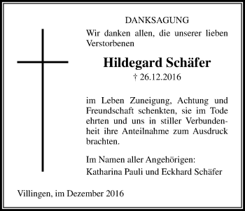 Traueranzeige von Hildegard Schäfer von Licher Wochenblatt, Licher Wochenblatt, Licher Wochenblatt