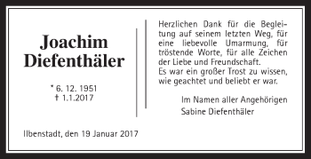 Traueranzeige von Joachim Diefenthäler von Wetterauer Zeitung, Wetterauer Zeitung