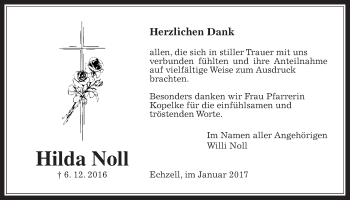 Traueranzeige von Hilda Noll von Wetterauer Zeitung, Wetterauer Zeitung