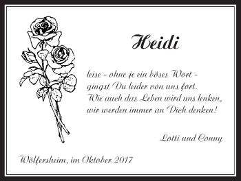 Traueranzeige von Heidrun Huber von Wetterauer Zeitung, Wetterauer Zeitung
