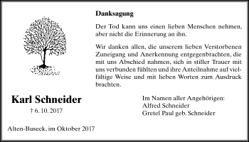 Traueranzeige von Karl Schneider von Giessener Allgemeine, Alsfelder Allgemeine