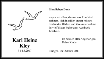Traueranzeige von Karl Heinz Kley von Licher Wochenblatt, Licher Wochenblatt, Licher Wochenblatt