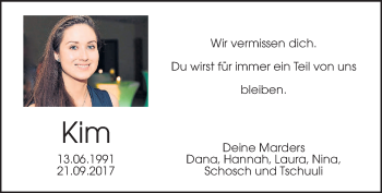 Traueranzeige von Kim Kramer von Giessener Allgemeine, Alsfelder Allgemeine, Wetterauer Zeitung, Wetterauer Zeitung