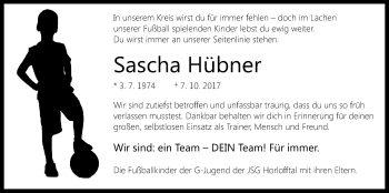 Traueranzeige von Sascha Hübner von Wetterauer Zeitung, Wetterauer Zeitung