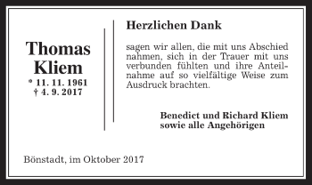 Traueranzeige von Thomas Kliem von Wetterauer Zeitung, Wetterauer Zeitung