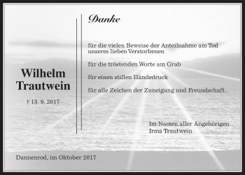 Traueranzeige von Wilhelm Trautwein von Alsfelder Allgemeine