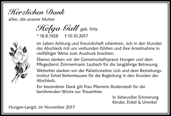 Traueranzeige von Helga Gall von Licher Wochenblatt, Licher Wochenblatt, Licher Wochenblatt