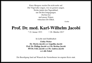 Traueranzeige von Karl-Wilhelm Jacobi von Giessener Allgemeine, Alsfelder Allgemeine