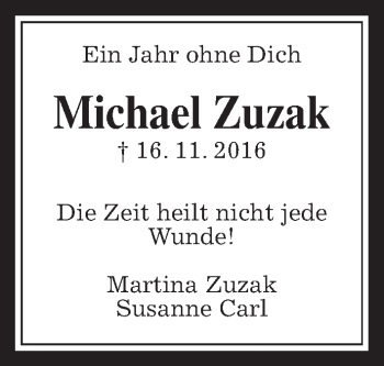 Traueranzeige von Michael Zuzak von Giessener Allgemeine, Alsfelder Allgemeine