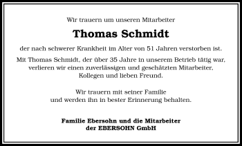 Traueranzeige von Thomas Schmidt von Licher Wochenblatt, Licher Wochenblatt, Licher Wochenblatt