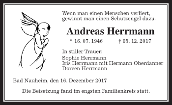 Traueranzeige von Andreas Herrmann von Wetterauer Zeitung, Wetterauer Zeitung