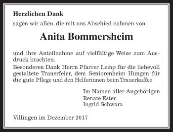 Traueranzeige von Anita Bommersheim von Giessener Allgemeine, Alsfelder Allgemeine