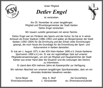 Traueranzeige von Detlev Engel von Wetterauer Zeitung