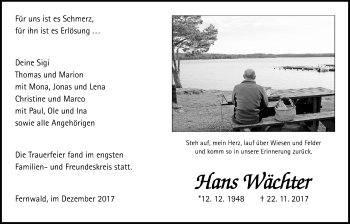 Traueranzeige von Hans Wächter von Giessener Allgemeine, Alsfelder Allgemeine