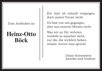 Traueranzeige von Heinz-Otto Böck von Mücker Stimme