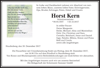 Traueranzeige von Horst Kern von Giessener Allgemeine, Alsfelder Allgemeine