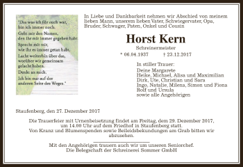 Traueranzeige von Horst Kern von Giessener Allgemeine, Alsfelder Allgemeine