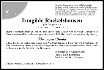 Traueranzeige von Irmgilde Ruckelshausen von Alsfelder Allgemeine
