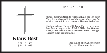 Traueranzeige von Klaus Bast von Alsfelder Allgemeine