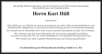 Traueranzeige von Kurt Hüll von Giessener Allgemeine, Alsfelder Allgemeine