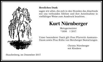 Traueranzeige von Kurt Nürnberger von Giessener Allgemeine, Alsfelder Allgemeine