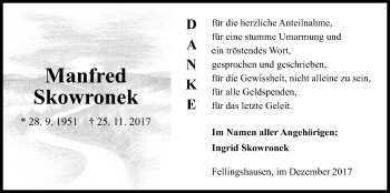 Traueranzeige von Manfred Skowronek von Giessener Allgemeine, Alsfelder Allgemeine