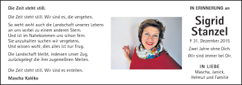 Traueranzeige von Sigrid Stanzel von Giessener Allgemeine, Alsfelder Allgemeine