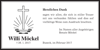 Traueranzeige von Willi Möckel von Giessener Allgemeine, Alsfelder Allgemeine