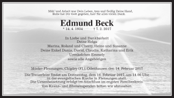 Traueranzeige von Edmund Beck von Giessener Allgemeine, Alsfelder Allgemeine