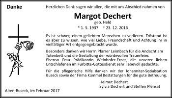 Traueranzeige von Margot Dechert von Giessener Allgemeine, Alsfelder Allgemeine