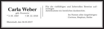 Traueranzeige von Carla Weber von Wetterauer Zeitung, Wetterauer Zeitung