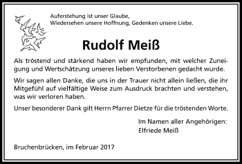 Traueranzeige von Rudolf Meiß von Wetterauer Zeitung, Wetterauer Zeitung