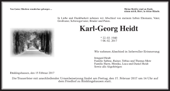 Traueranzeige von Karl-Georg Heidt von Giessener Allgemeine, Alsfelder Allgemeine