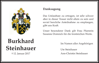 Traueranzeige von Burkhard Steinhauer von Wetterauer Zeitung, Wetterauer Zeitung